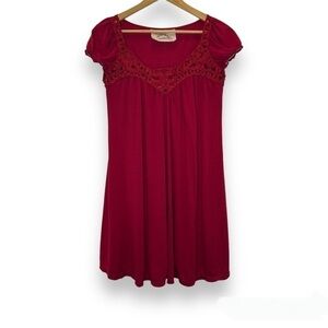 Debbie Miller For Rigo Satin Crochet Look Neckline Tunic Dress S Small